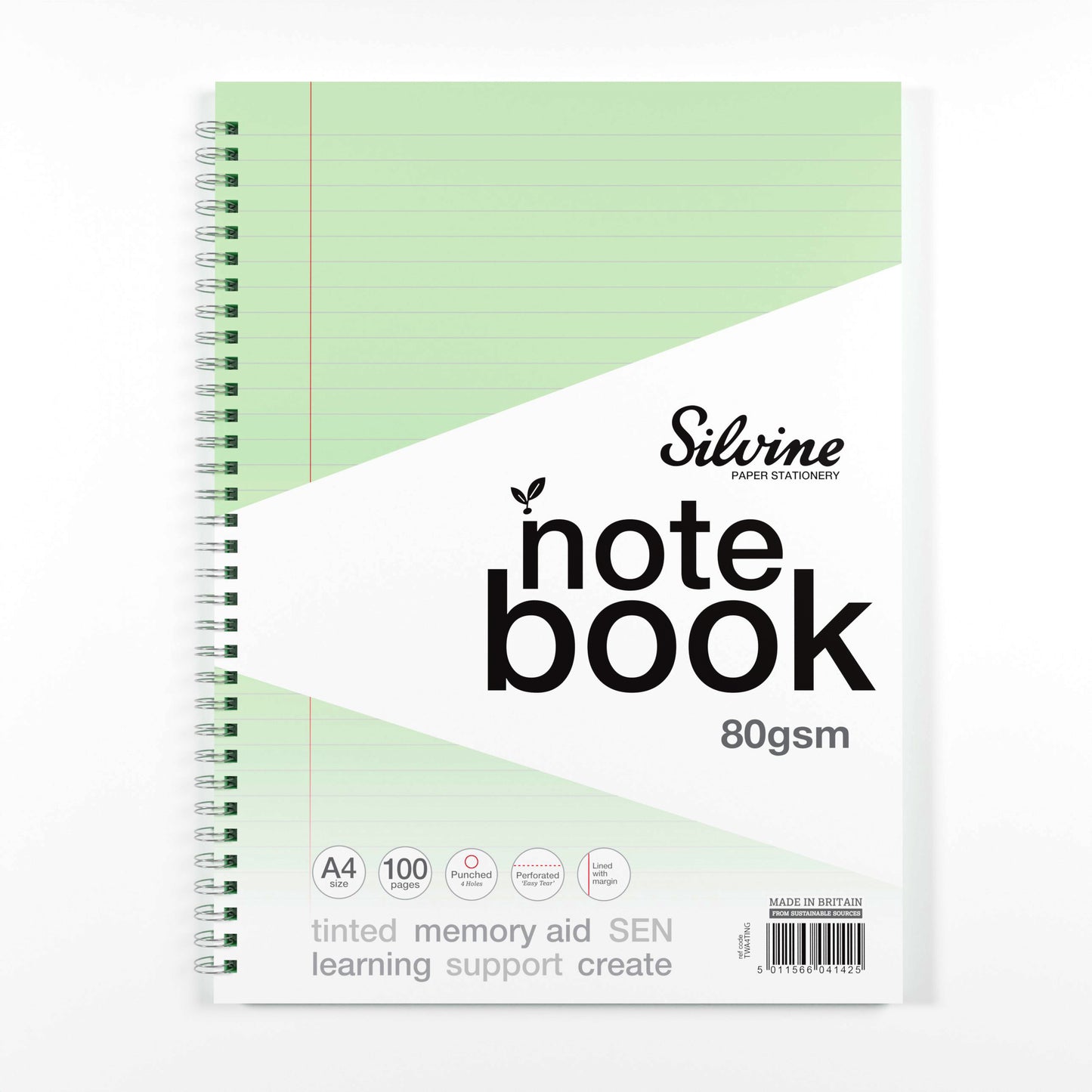 Silvine A4 Titned Paper Dyslexia Notebook – 100 Wirebound Pages