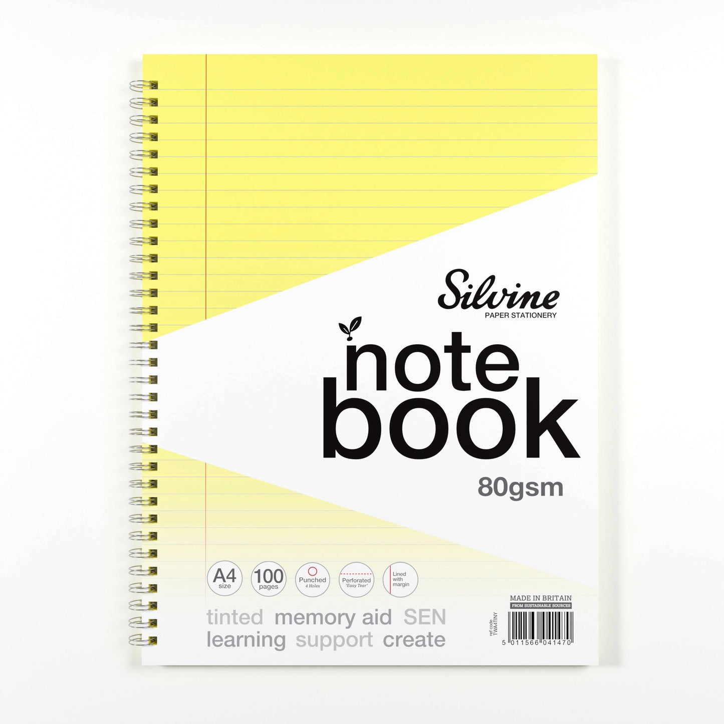 Silvine A4 Titned Paper Dyslexia Notebook – 100 Wirebound Pages