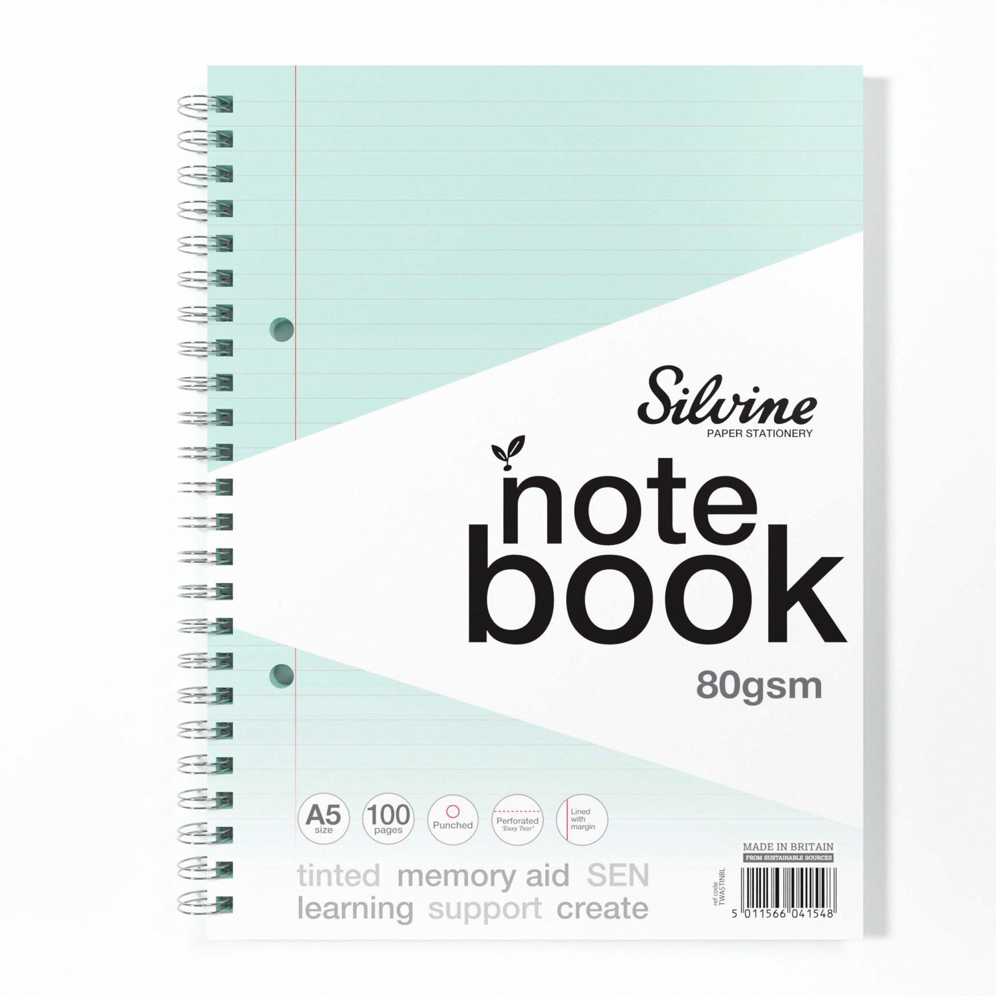 Silvine A5 Titned Paper Dyslexia Notebook – 100 Wirebound Pages