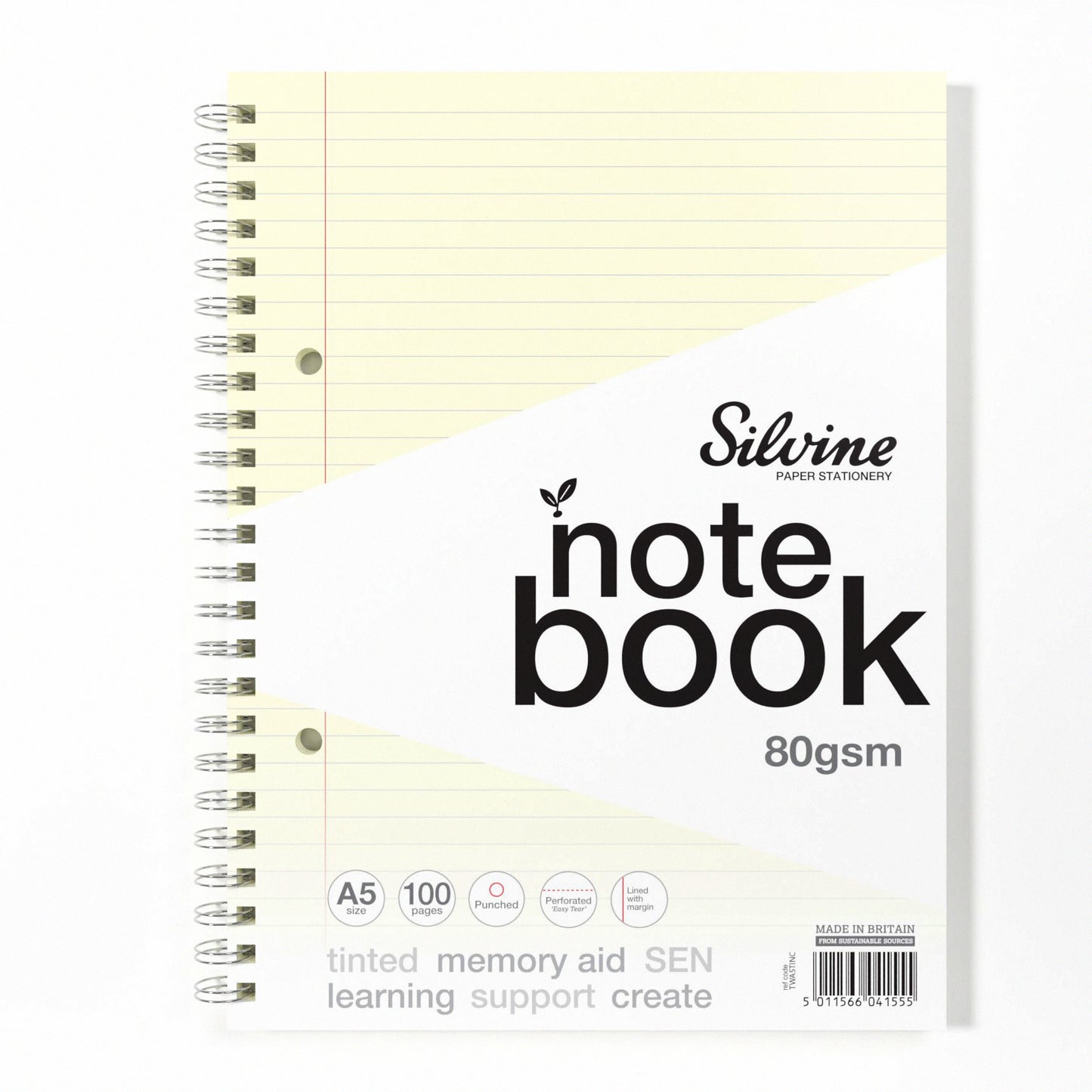 Silvine A5 Titned Paper Dyslexia Notebook – 100 Wirebound Pages
