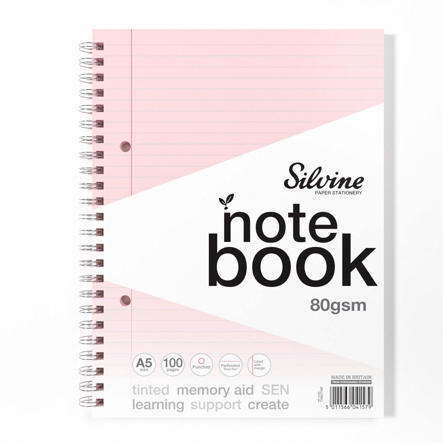 Silvine A5 Titned Paper Dyslexia Notebook – 100 Wirebound Pages
