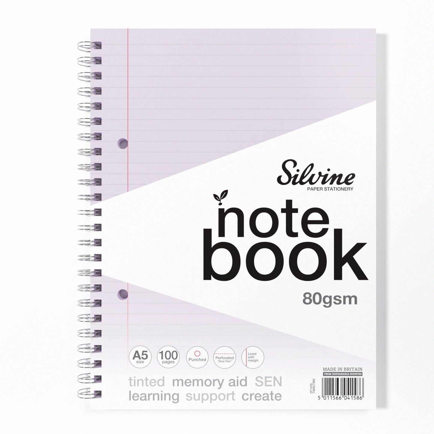 Silvine A5 Titned Paper Dyslexia Notebook – 100 Wirebound Pages