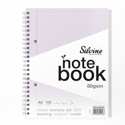 Silvine A5 Titned Paper Dyslexia Notebook – 100 Wirebound Pages