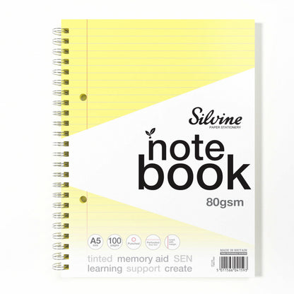 Silvine A5 Titned Paper Dyslexia Notebook – 100 Wirebound Pages