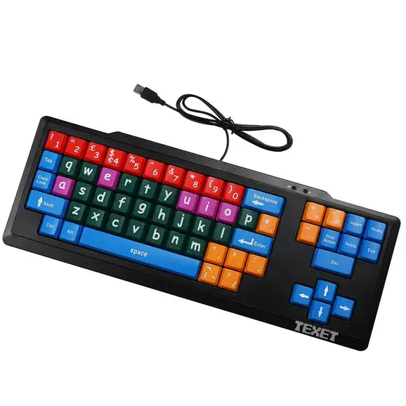 Texet Wired Multi-Colour Lower Case Keyboard | The Dyslexia Shop