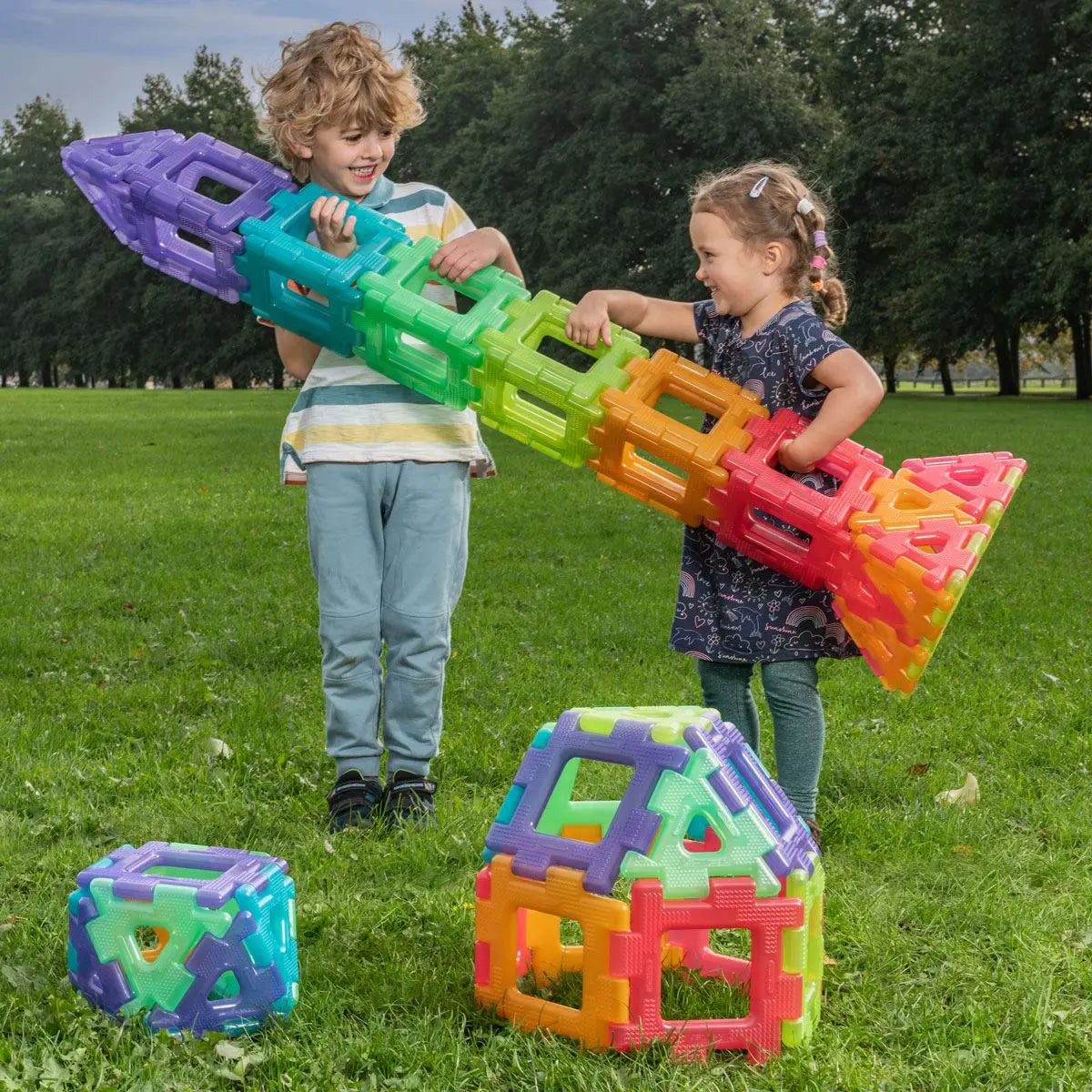 Translucent Giant Polydron Set – 60-Piece Colourful Construction Kit for Creative Play | The Dyslexia Shop