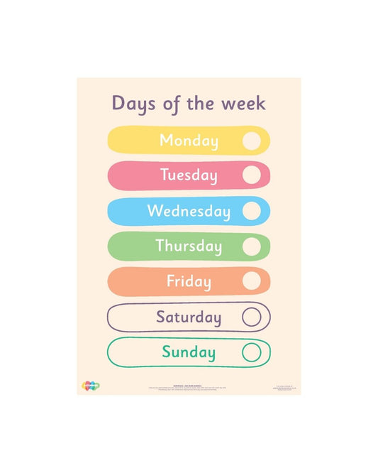 Days of the Week Chart - A4 Write and Wipe Pupil Reference