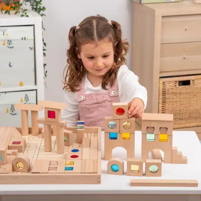 Wooden Building Gem Blocks – 82-Piece Sensory Construction Set | The Dyslexia Shop