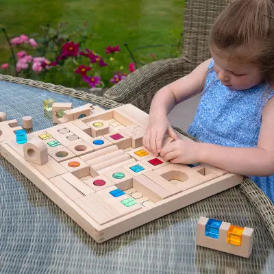 Wooden Building Gem Blocks – 82-Piece Sensory Construction Set | The Dyslexia Shop