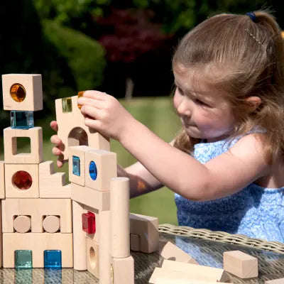 Wooden Building Gem Blocks – 82-Piece Sensory Construction Set | The Dyslexia Shop