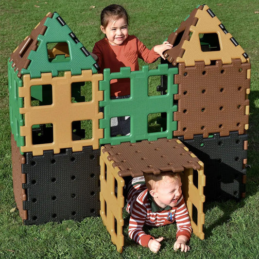 XL Polydron Natural Colours Set 2 – 24-Piece Large-Scale Construction Kit for Creative Outdoor Pl...