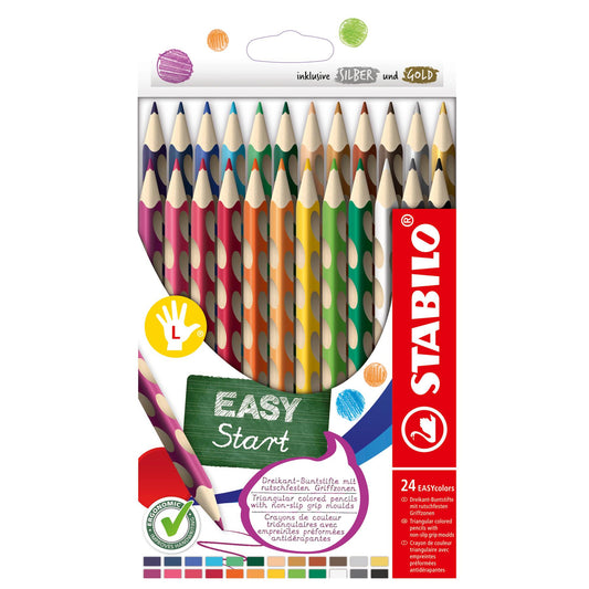 Ergonomic Colouring Pencil - STABILO EASYcolors - Left-Handed - Pack of 24 - Assorted Colours wit...
