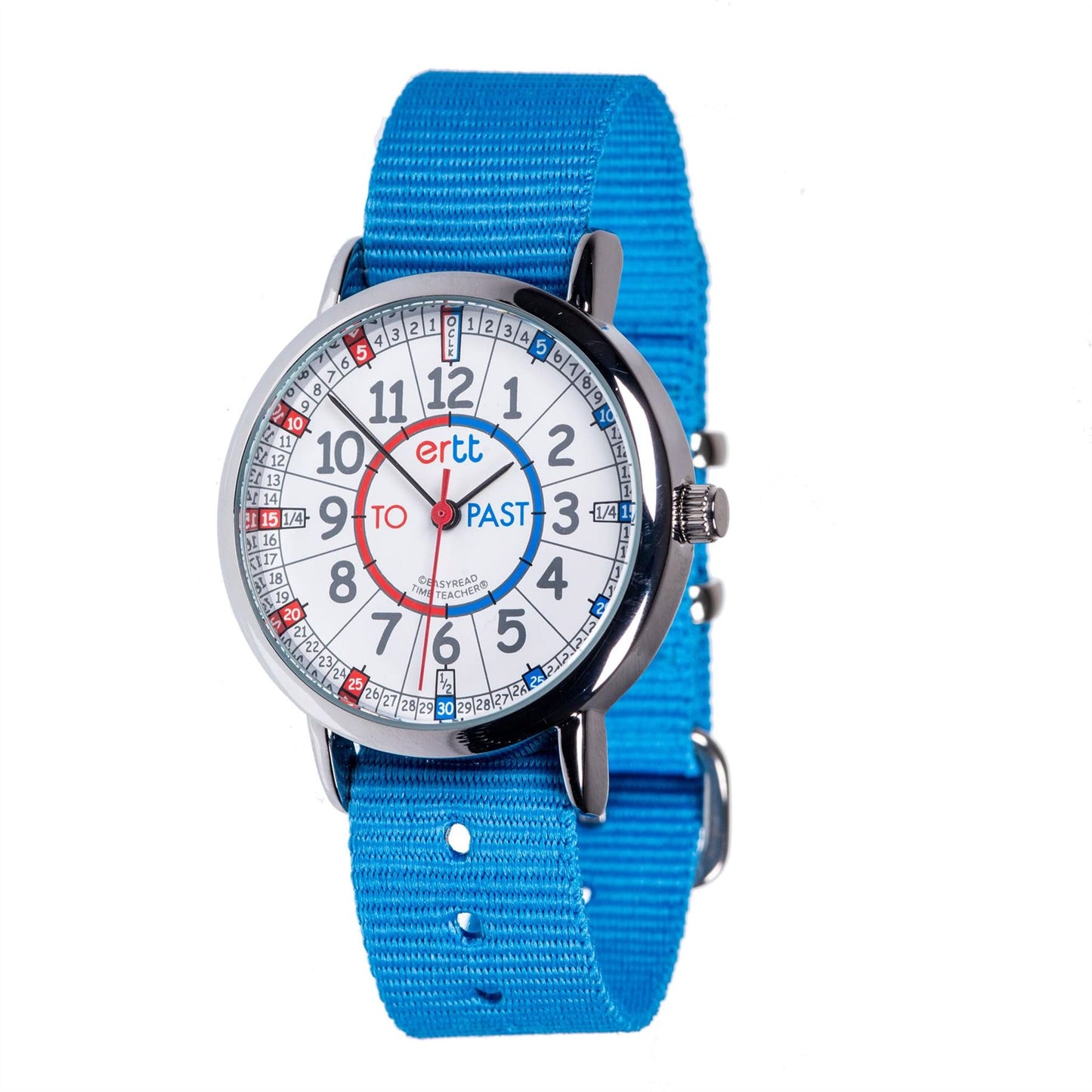 Easyread Watch Waterproof Past & To - Blue Strap (Red & Blue Face)