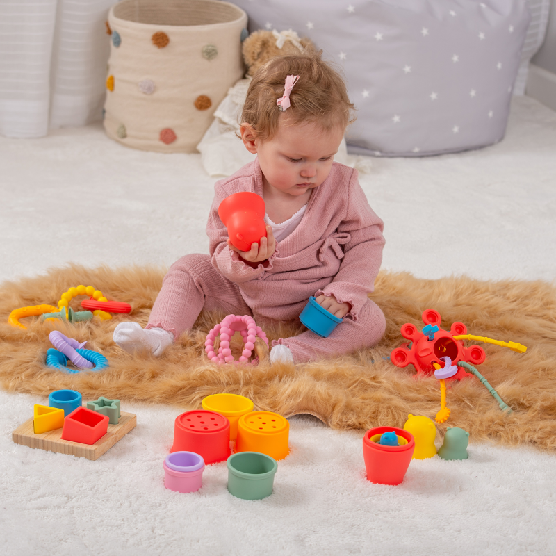 tickit® SiliSoft Activity Set (Rainbow) – 7-in-1 Silicone and Bamboo Sensory Activity Set
