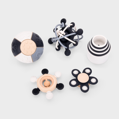 tickit® SiliSoft Curiosity Set (Black & White) – 5-in-1 Baby Sensory and Teething Set