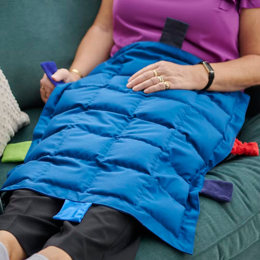 Wipe Clean Weighted Fidget Lap Pad With Sensory Tags