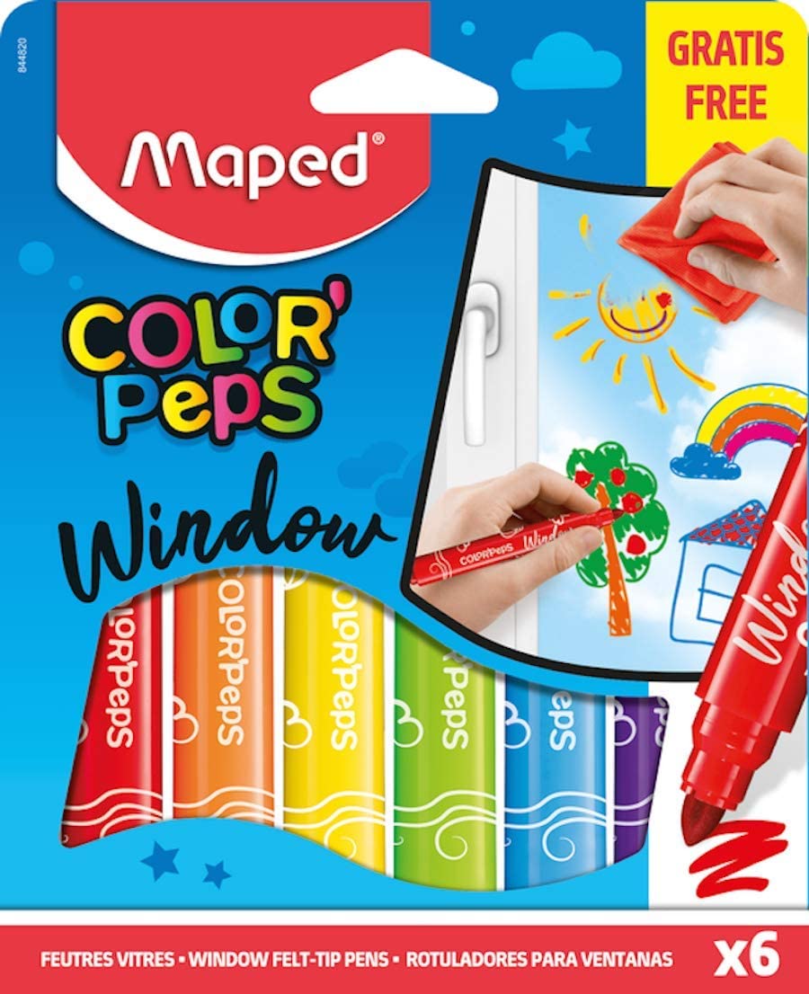 Maped Color'Peps Window Marker Felt Colouring Pens (Pack of 6)
