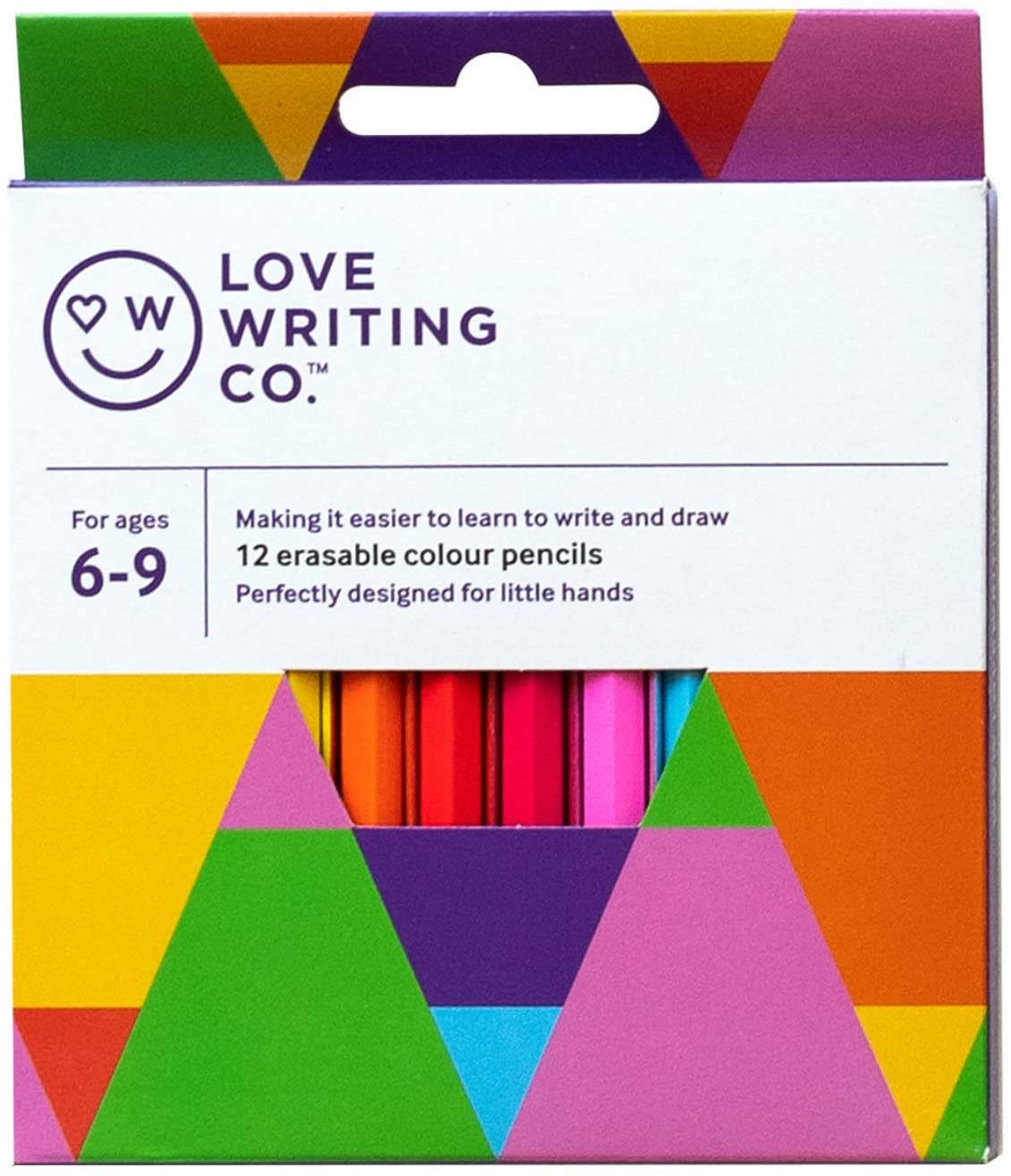 Love Writing Co. Erasable Colouring Pencils - Ages 6 to 9 (Pack of 12)