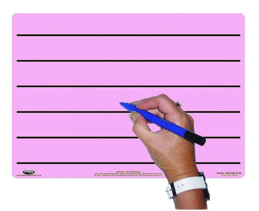 A4 Tinted Dry-Wipe Board-Pen-Bag - Pink-Lined | The Dyslexia Shop