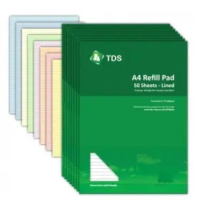 A5 8mm Lined Coloured Paper Refill Pad | The Dyslexia Shop