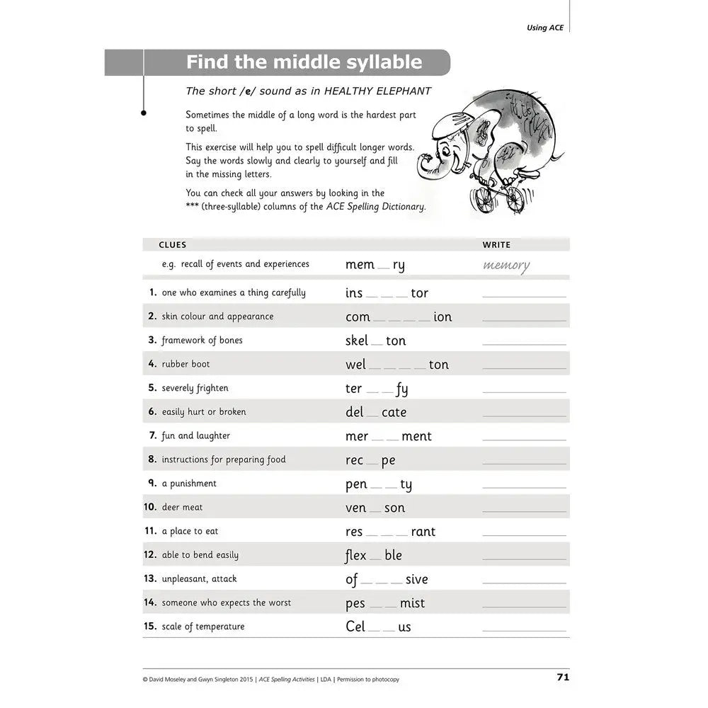 ACE Spelling Activities (Photocopiable Edition) | The Dyslexia Shop