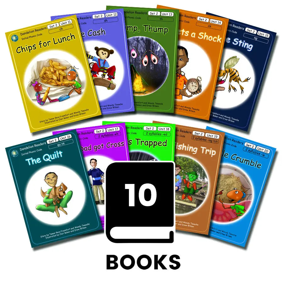 Dandelion Readers, Set 2 Reading and Writing Activities Units 11-20 'Chips for Lunch' | The Dyslexia Shop