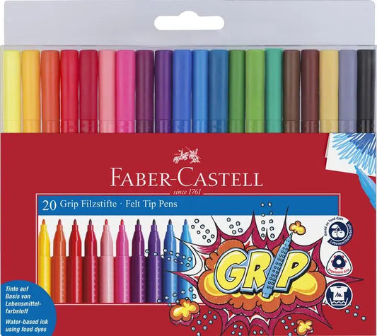 Faber-Castell Grip Colour Marker Pens - Pack of 20 | The Dyslexia Shop