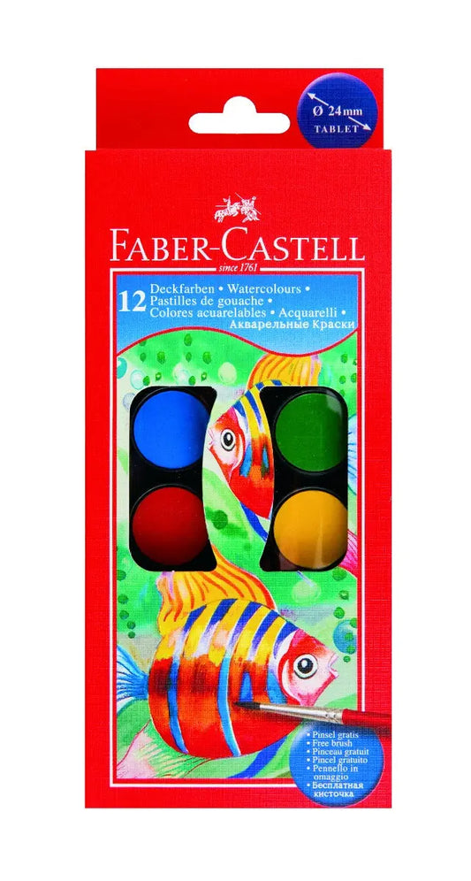 Faber-Castell Playing & Learning Watercolours Plastic Case Of 12 | The Dyslexia Shop
