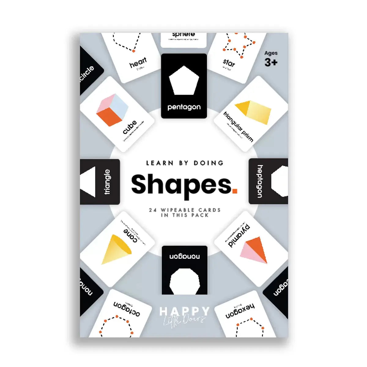 Learn Shapes Flash Cards - Pack Of 24 - Happy Little Doers | The Dyslexia Shop