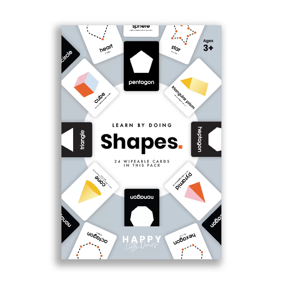 Learn Shapes Flash Cards - Pack Of 24 - Happy Little Doers