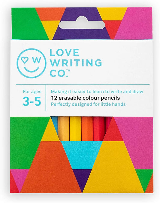 Love Writing Co. Erasable Colouring Pencils - Ages 3 to 5 (Pack of 12) | The Dyslexia Shop