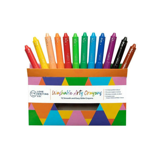 Love Writing Co. Washable Arty Crayons - Pack of 12 | The Dyslexia Shop