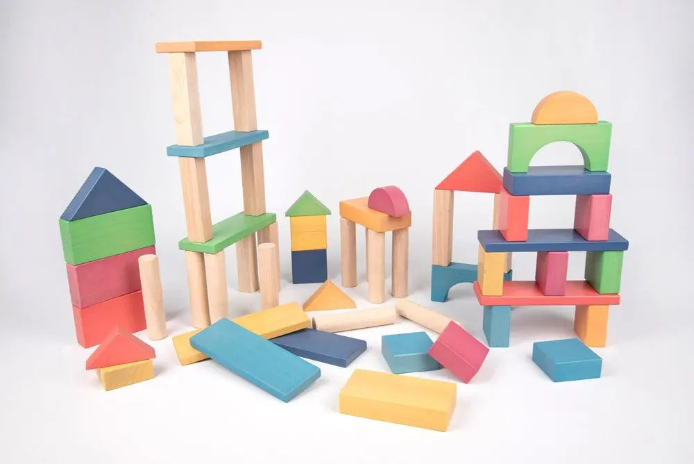 Rainbow Wooden Jumbo Block Set - Pk54 | The Dyslexia Shop