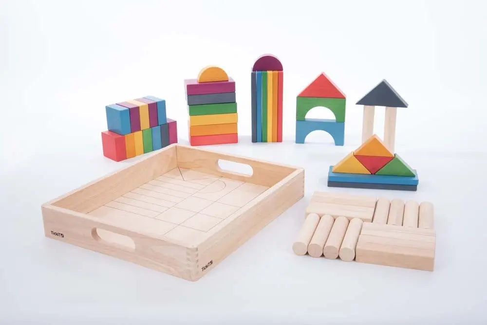 Rainbow Wooden Jumbo Block Set - Pk54 | The Dyslexia Shop