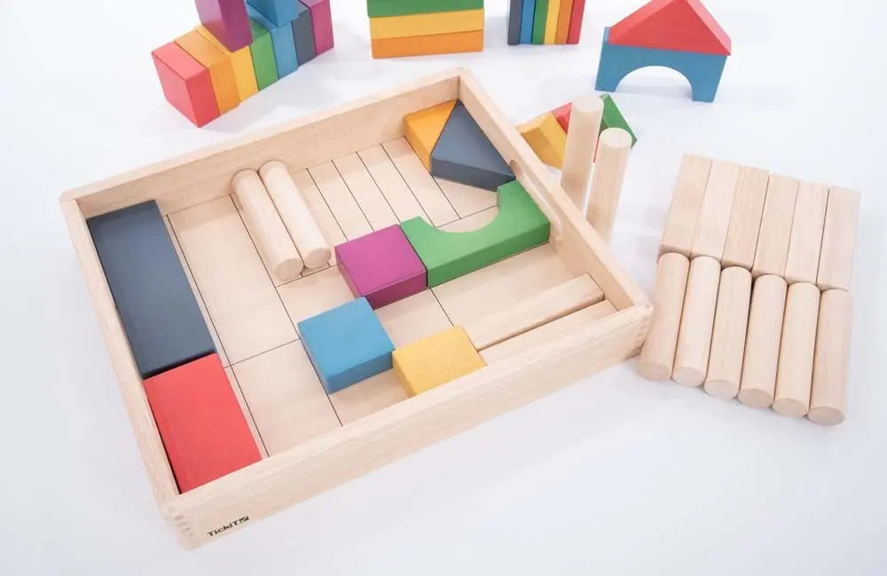 Rainbow Wooden Jumbo Block Set - Pk54 | The Dyslexia Shop