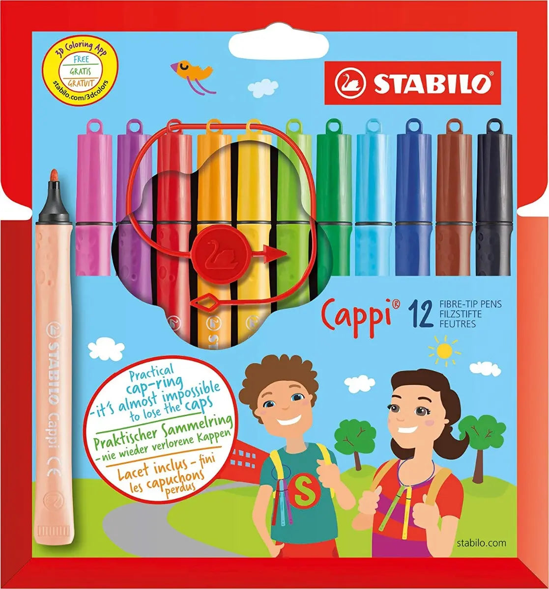 STABILO Cappi Felt-Tip Pen - Wallet of 12 Assorted Colours | The Dyslexia Shop