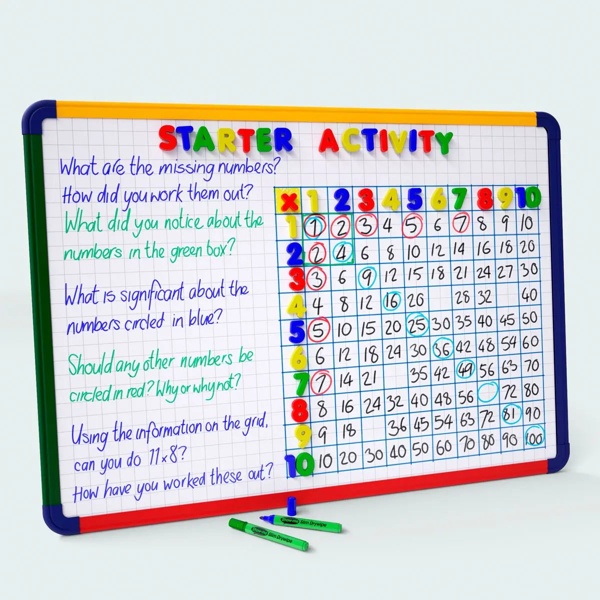 Show-me A1 Gridded/Plain Magnetic Framed Whiteboard | The Dyslexia Shop