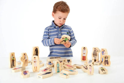 Wooden Community People Blocks - Pk32 | The Dyslexia Shop