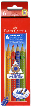 Faber-Castell Jumbo Grip Colour Pencils (Box of 6 Colours)