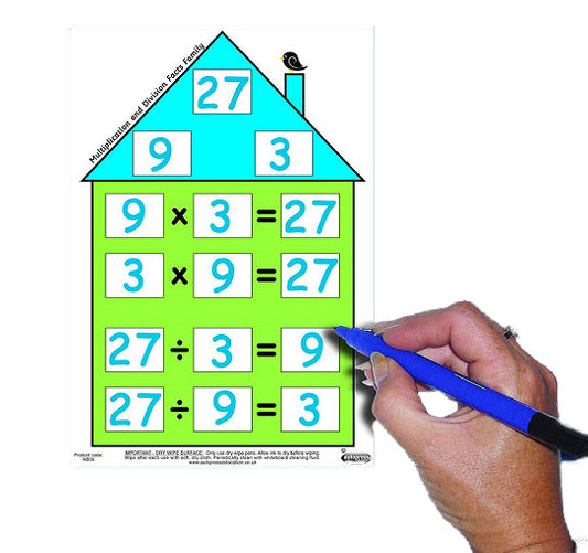 Number Facts House - Multiplication-Division (Pack of 5 with free dry-wipe pen)