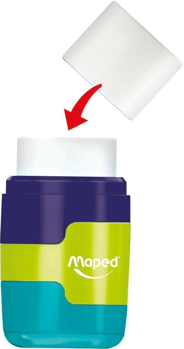 Maped Connect Coloured Duo Eraser & Pencil Sharpener + Free Refill