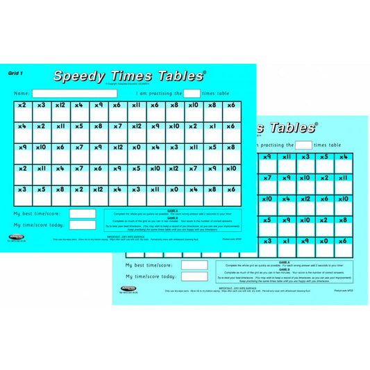 Speedy Times Tables - Pair (12 x 12)