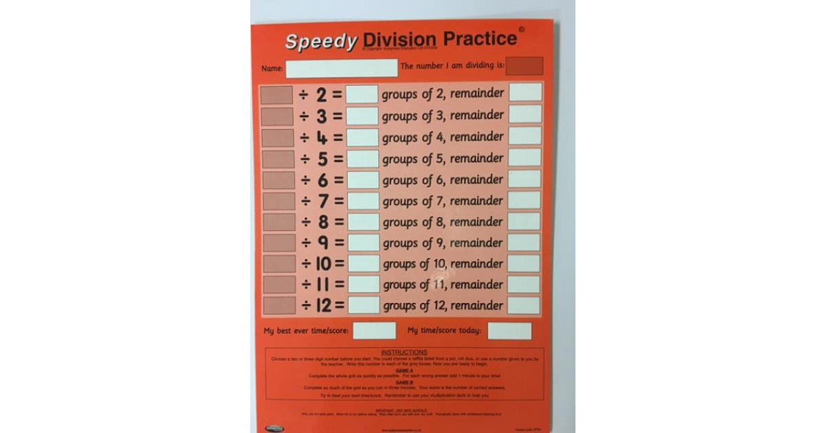 Speedy Division Practice (Groups of 2-12)
