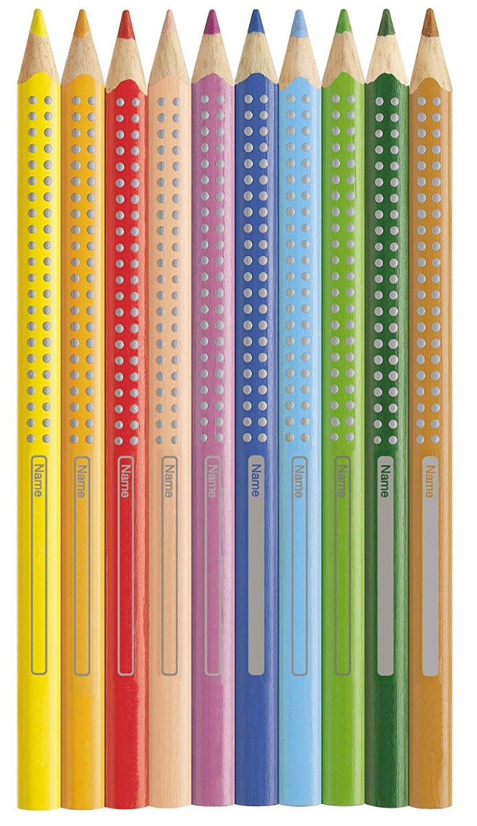 Faber-Castell Jumbo Grip Colour Grip Pencils + Sharpener (Box of 12)