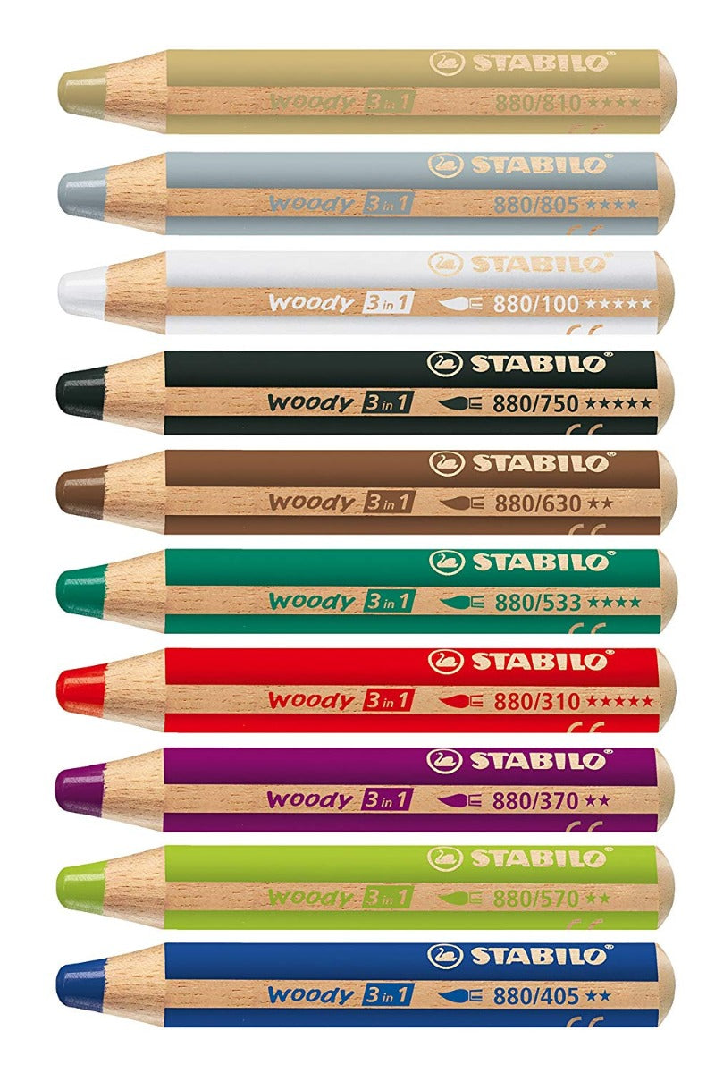 Stabilo Woody 3 in 1 Coloured Pencils & Sharpener