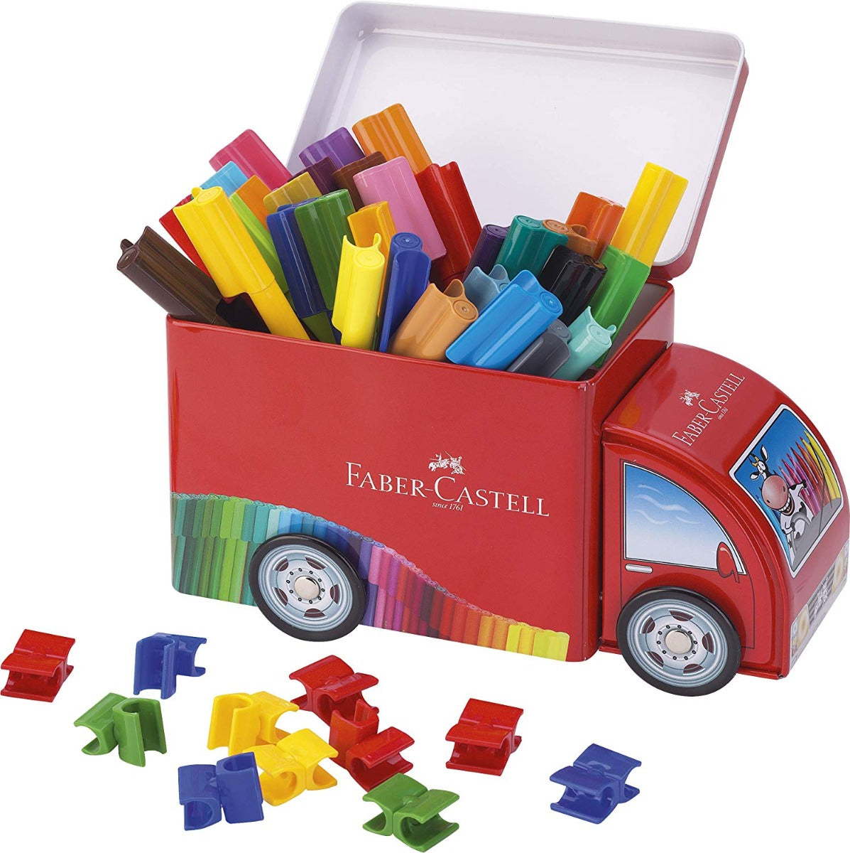 Faber-Castell 33 Pen Truck Tin with Connector Clips